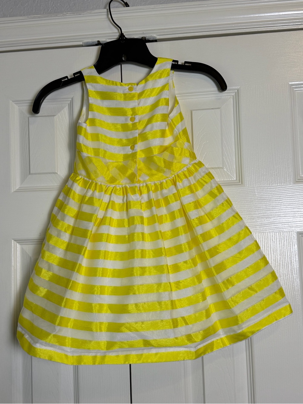 Girls Gymboree Yellow and White Striped Bow Party Dress-summer wedding - Picture 4 of 4